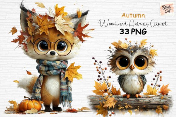 Download Autumn Woodland Animals Clipart Set PNG - Woodland animals clipart Collection