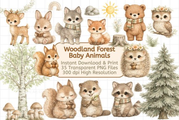 Download 35 Woodland Animals Clipart Bundle - Woodland animals clipart Collection