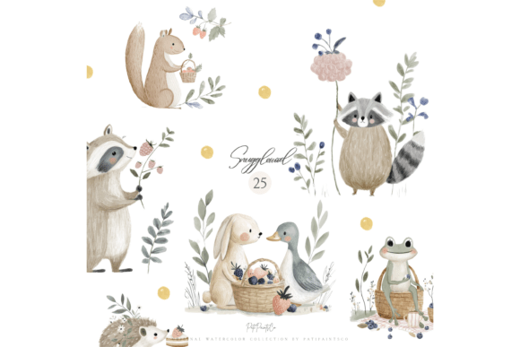 Download Watercolor Woodland Animals Clipart Set - Woodland animals clipart Collection