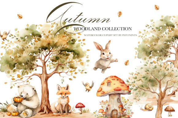 Download Autumn Woodland Animals Clipart Set - Woodland animals clipart Collection
