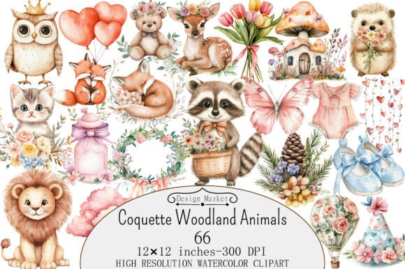 Download Pink Coquette Woodland Animals Clipart - Woodland animals clipart Collection